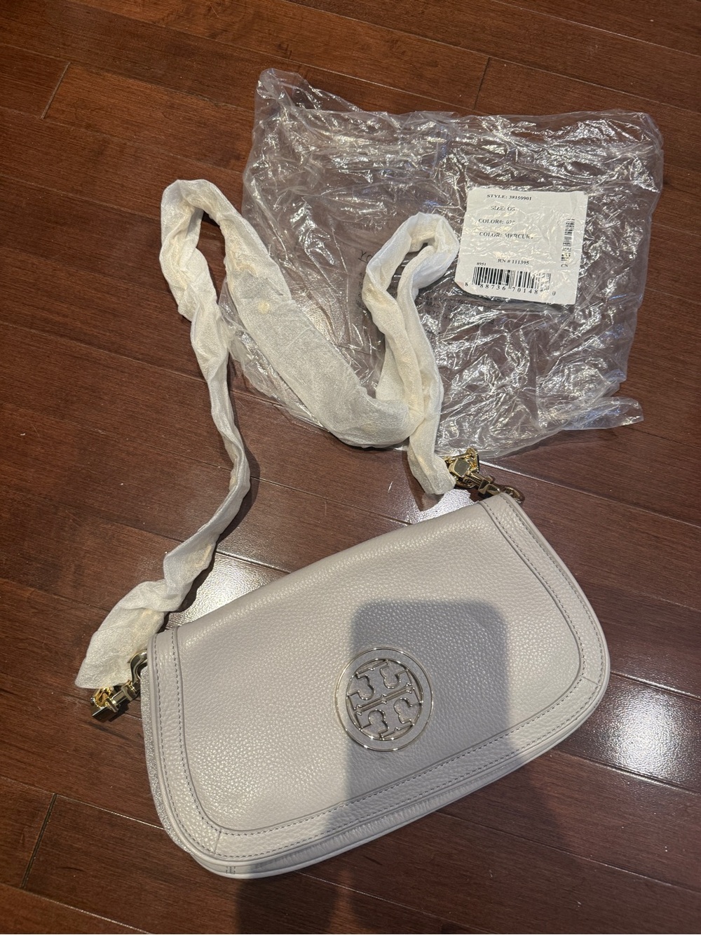 Tory Burch White Pebbled Leather crossbody Bag
